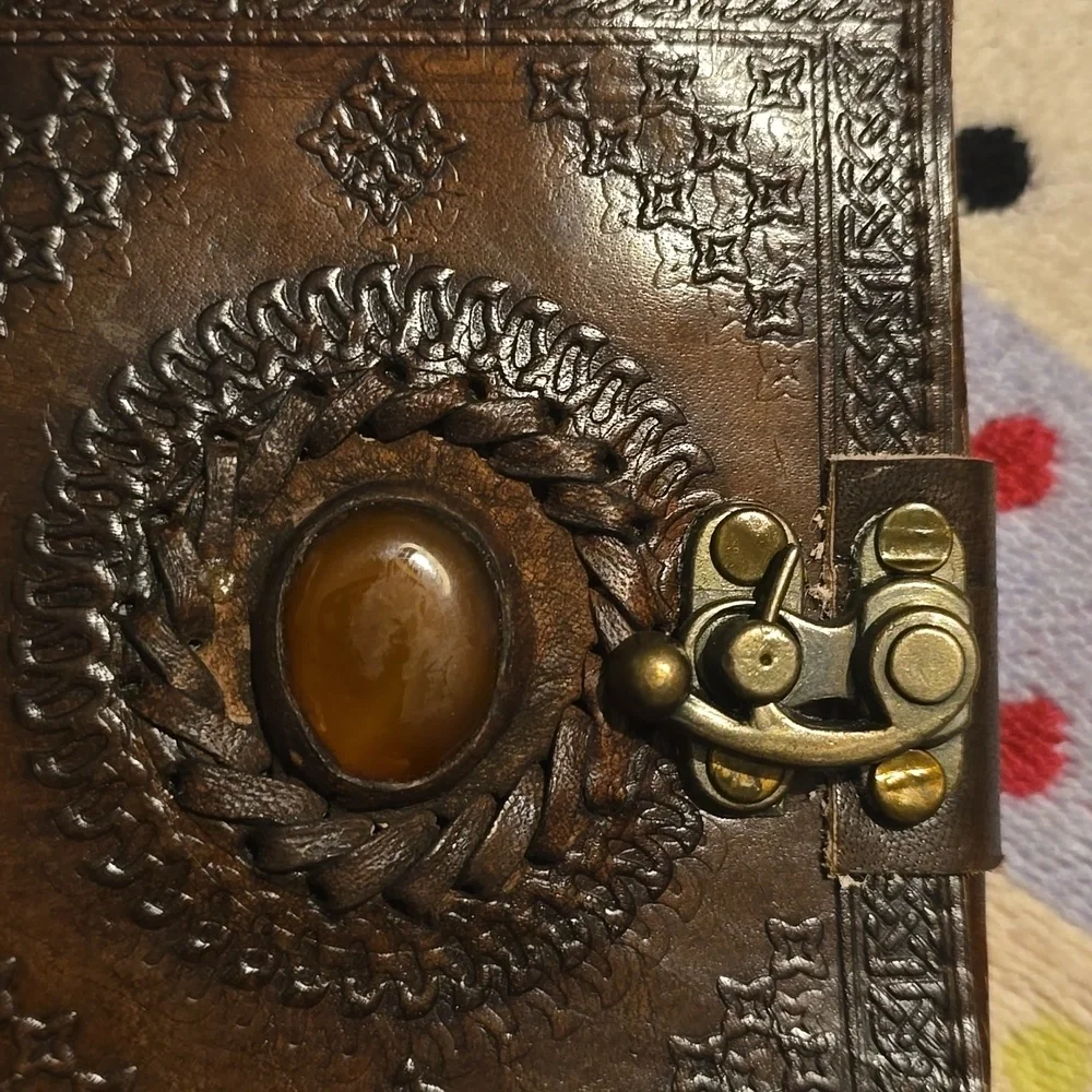 ♥️BUY 2 GET 1 FREE Earthbound Embossed Leather God's Eye Journal w/ Brass Clasp